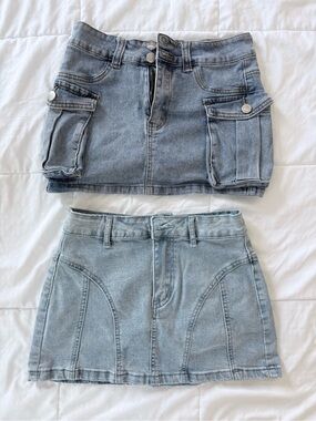 Light Blue Denim Mini Skirt - Casual Cargo and Classic Styles